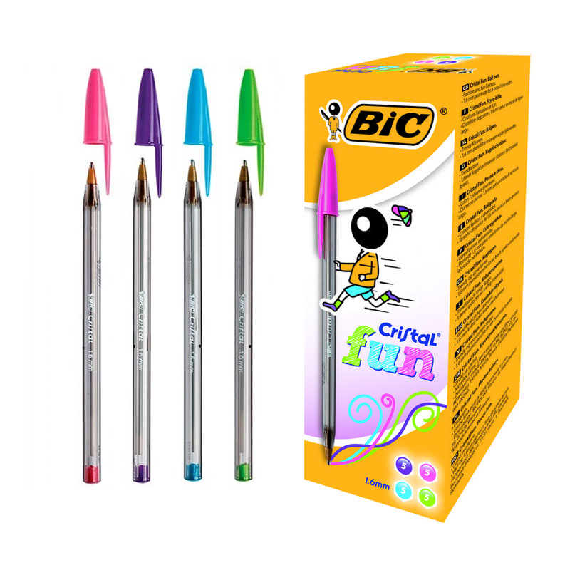Bolígrafo Bic Cristal Diseñados con tinta en aceite Colores surtidos Con  capuchón ventilado Diámetro de bola: 1,6 mm Ancho d