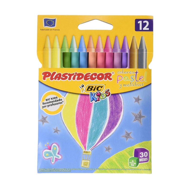 Caja de 12 ceras de colores Bic Kids Plastidecor - Kilumio