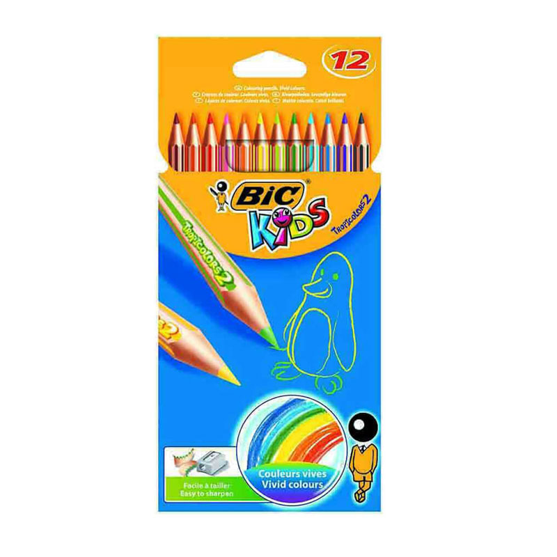 almacenamiento Existe audible Caja de 12 Lápices de colores Bic Kids Tropicolors 2 - Kilumio