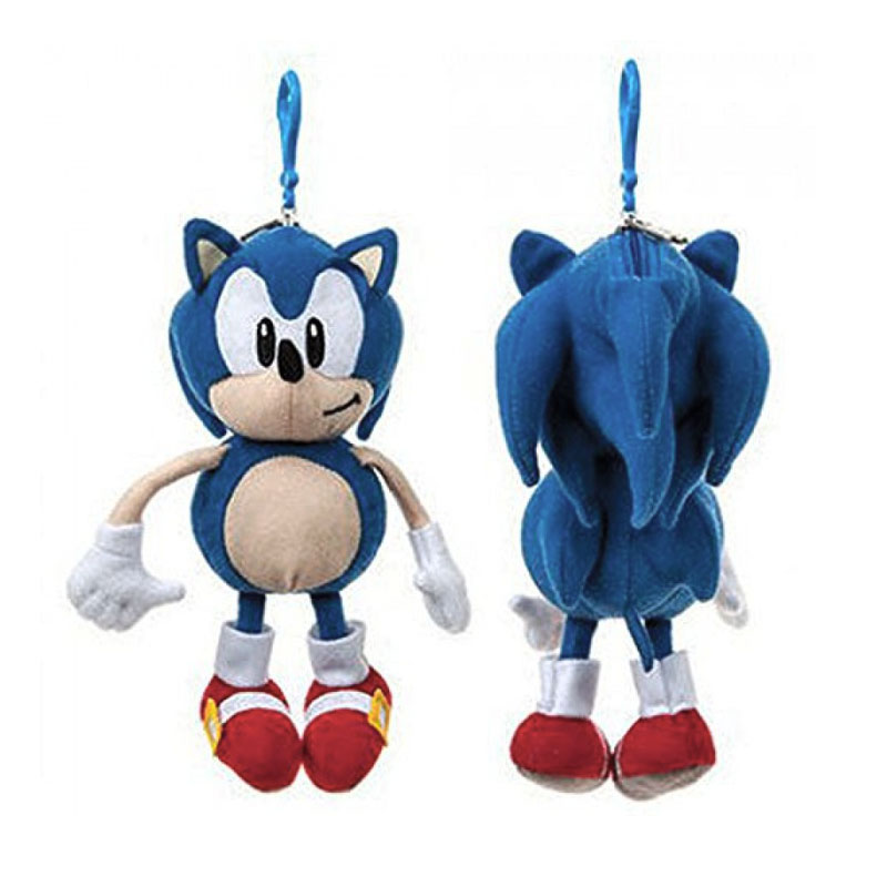 Sonic The Hedgehog Suave Juguete Peluche con Cremallera Monedero Llavero Colgador De Bolso Azul Nuevo 