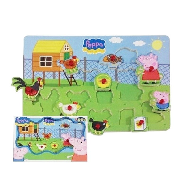 Puzzle madera encajable Peppa Pig en la granja Kilumio