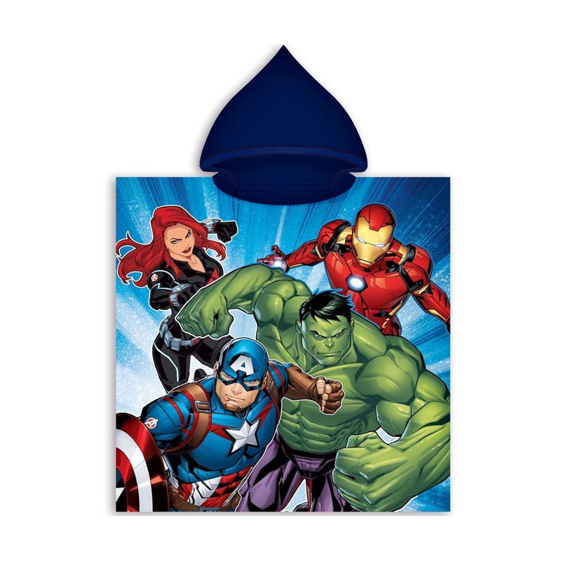 Poncho con Capucha para niños Spiderman Marvel Personaje en la Parte Delantera y Trasera diseño de Marvel baño y Playa 100% algodón 