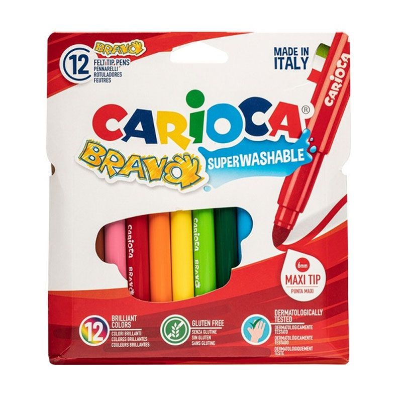 Carioca - Rotuladores dos colores Punta 2in Pack 12 Colores Lavable