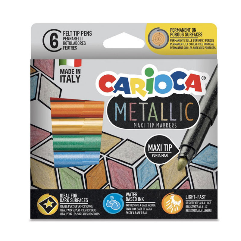 Set 6 rotuladores Carioca Metallic Maxi Tip - Kilumio