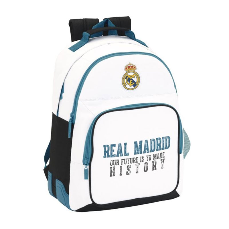 Mochila blanca 42cm con cremallera Real Madrid Kilumio