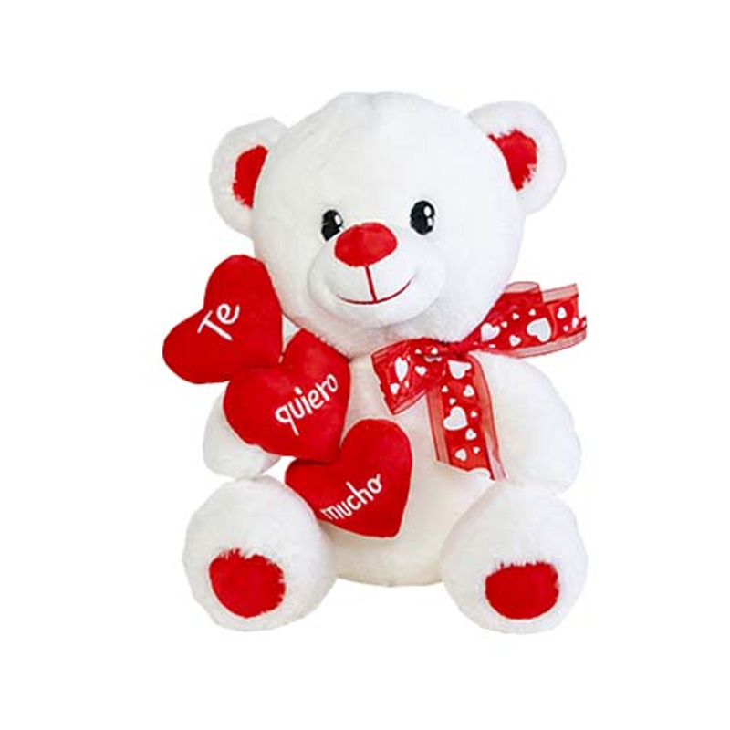 Peluche Oso 30cm c/corazones Te quiero mucho blanco Kilumio