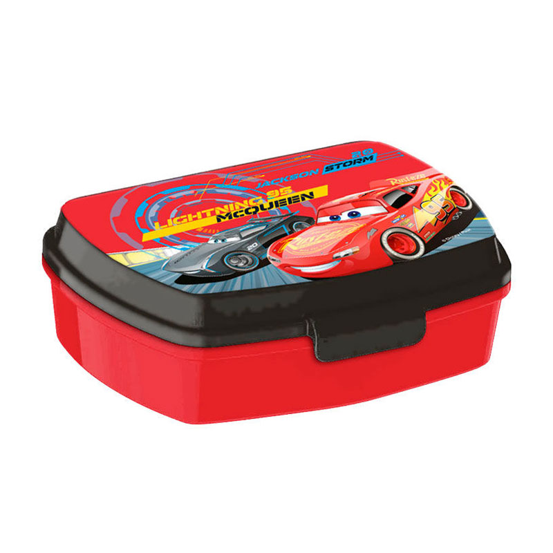 PEQUEFIESTA 00876; Pack 2 Sandwicheras Rectangulares Disney Cars Azul; dimenesiones 16,5x12,5x5,5 cm; Productos de plástico; No BPA 