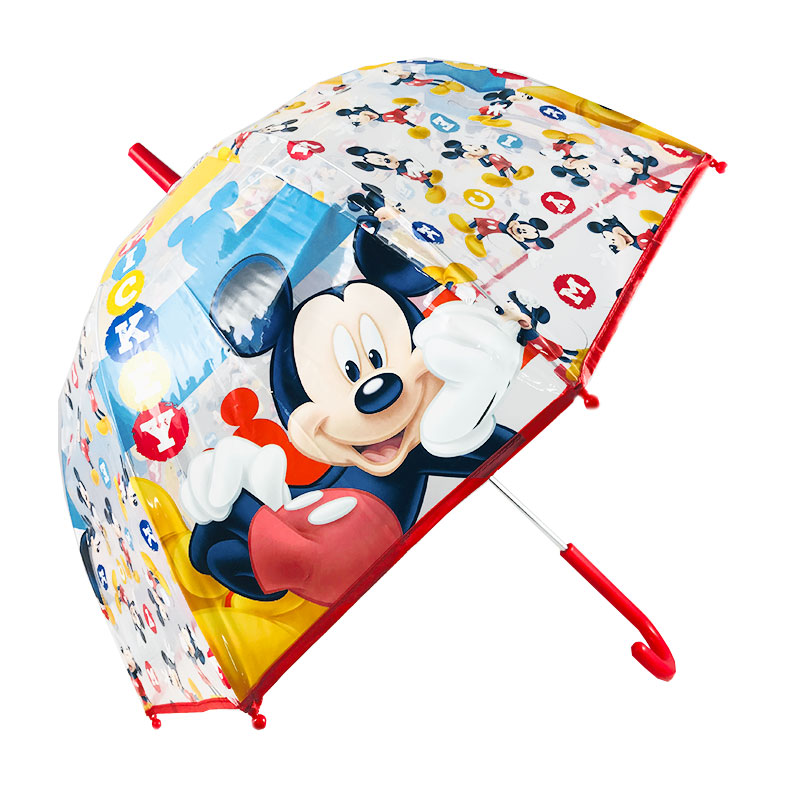 80 cm Disney Paraguas Transparente 48cm Mickey Mouse Campana Manual de Paraguas Clásico 