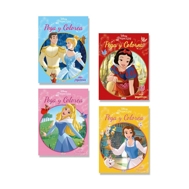 Libros Pega y Colorea Princesas Disney 21x28cm - Kilumio